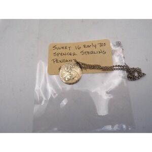 Sweet 16 Pendant Necklace Early 70s Sterling Silver Chain Spencer Jewelry